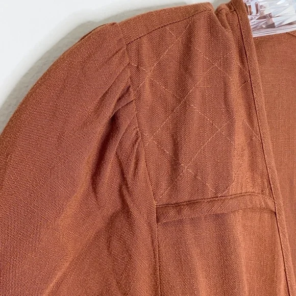 Christy Dawn The Augusta Midi Dress (Sz S) Short Puff Tie Sleeve Wrap Rust - Picture 6 of 16